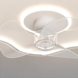 White Flushmount Dimming 3 Blades LED Ceiling Fan Light Image - 7