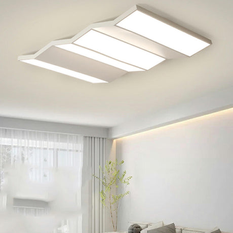 White Folded Rectangle LED Flush Mount Ceiling Light Image - 1