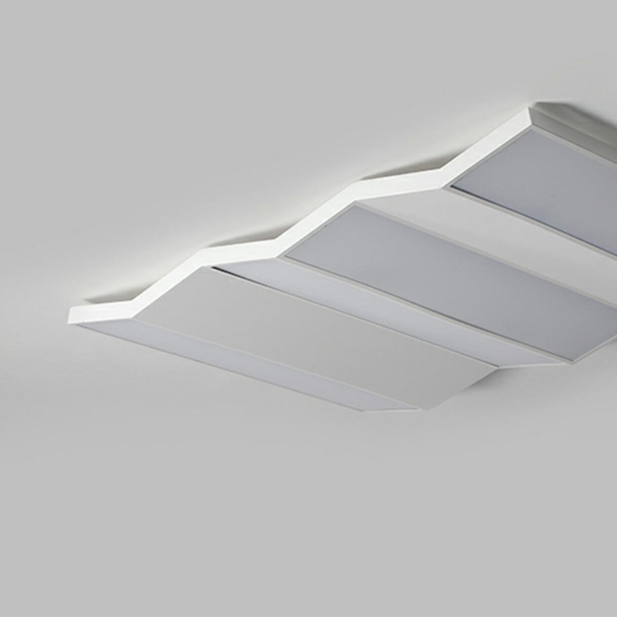 White Folded Rectangle LED Flush Mount Ceiling Light Image - 12