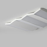 White Folded Rectangle LED Flush Mount Ceiling Light Image - 12