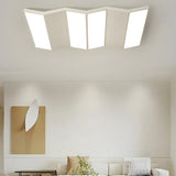 White Folded Rectangle LED Flush Mount Ceiling Light Image - 14