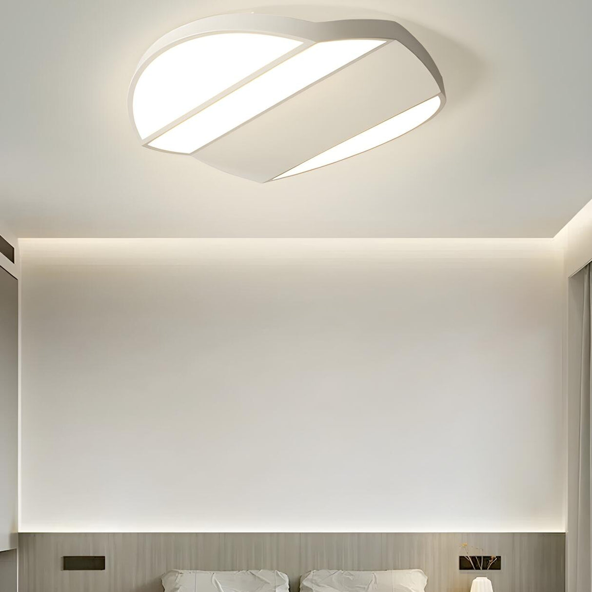 White Folded Rectangle LED Flush Mount Ceiling Light Image - 16