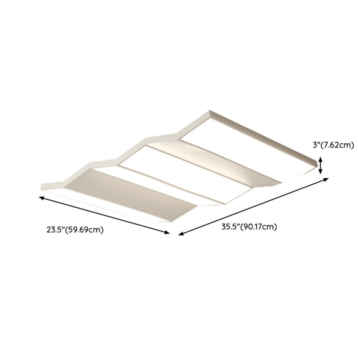 White Folded Rectangle LED Flush Mount Ceiling Light Image - 21