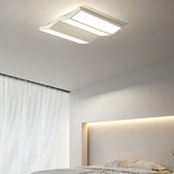 White Folded Rectangle LED Flush Mount Ceiling Light Image - 3