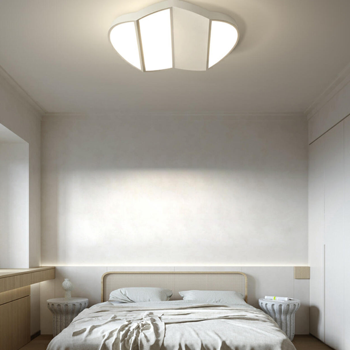 White Folded Rectangle LED Flush Mount Ceiling Light Image - 4