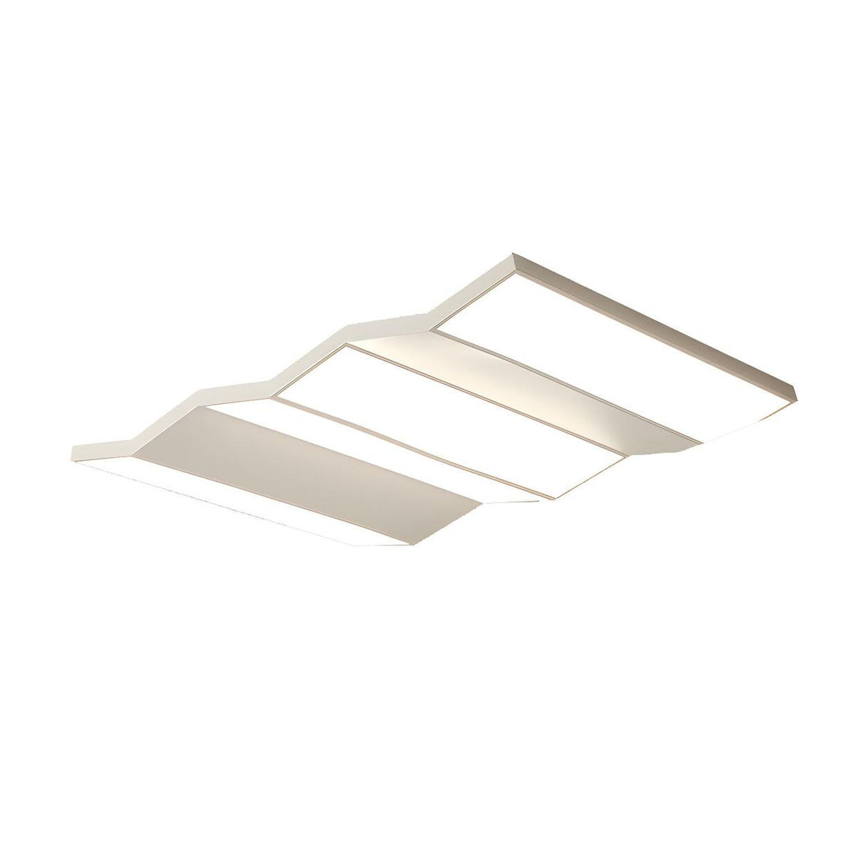 White Folded Rectangle LED Flush Mount Ceiling Light Image - 5