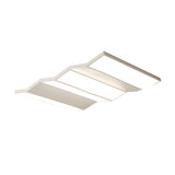 White Folded Rectangle LED Flush Mount Ceiling Light Image - 5