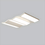 White Folded Rectangle LED Flush Mount Ceiling Light Image - 6