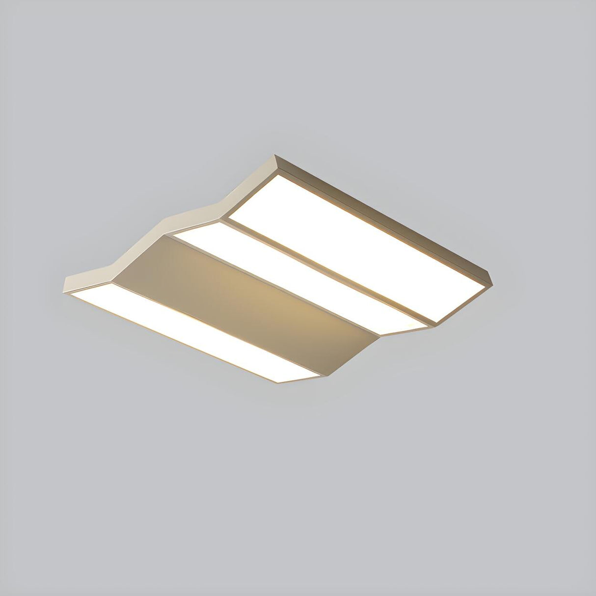 White Folded Rectangle LED Flush Mount Ceiling Light Image - 7