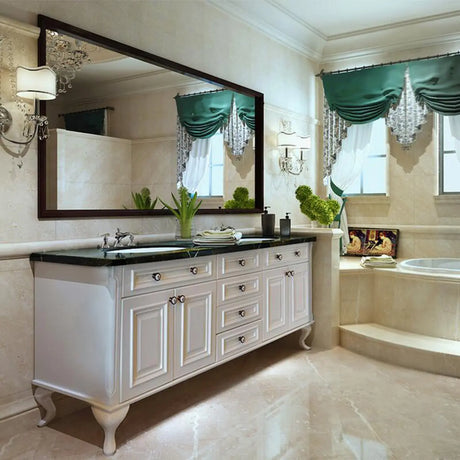 White Free-standing Wood Bathroom Vanity with Cabinet Image - 1