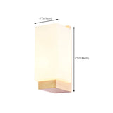 White Frosted Glass Rectangular Wood Wall Sconce #size