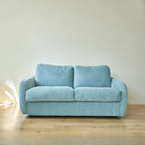 White Full Cushion Back Soft Upholstered Futon Sofa Image - 21