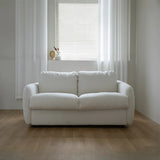 White Full Cushion Back Soft Upholstered Futon Sofa Image - 23