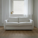 White Full Cushion Back Soft Upholstered Futon Sofa Image - 24