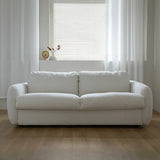 White Full Cushion Back Soft Upholstered Futon Sofa Image - 26