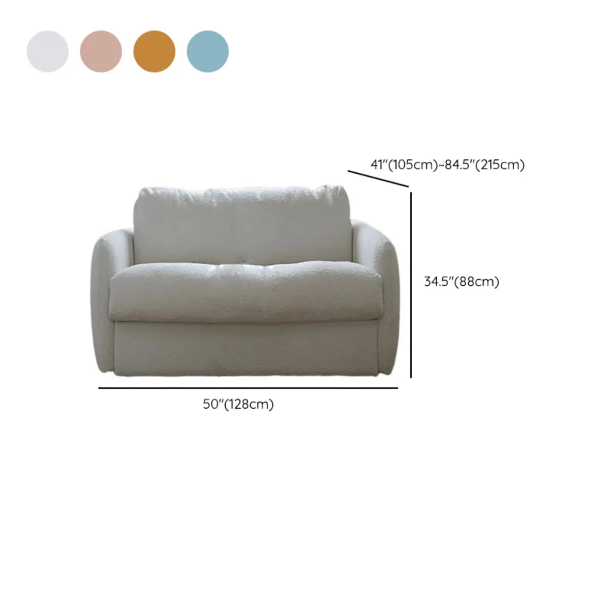 White Full Cushion Back Soft Upholstered Futon Sofa 