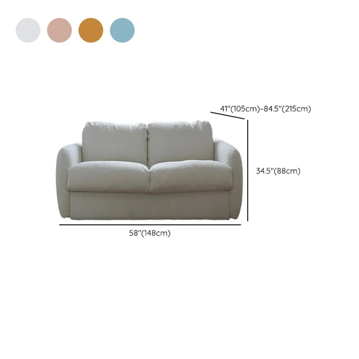 White Full Cushion Back Soft Upholstered Futon Sofa Image - 31