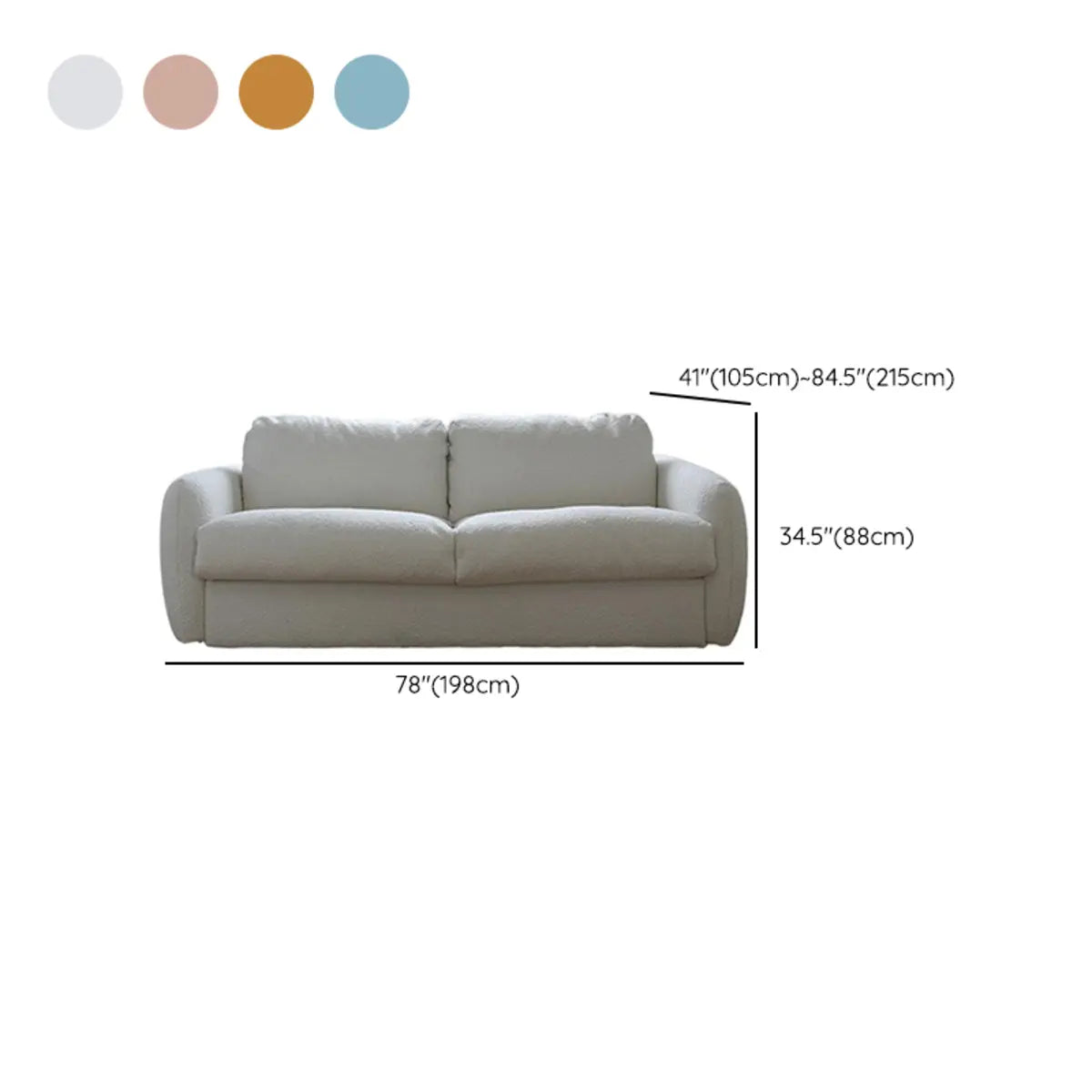 White Full Cushion Back Soft Upholstered Futon Sofa Image - 34