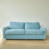 White Full Cushion Back Soft Upholstered Futon Sofa Image - 9