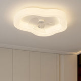 White Geometric Dimming LED Ceiling Fan with Light Image - 1