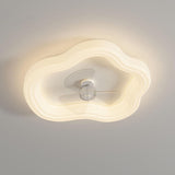 White Geometric Dimming LED Ceiling Fan with Light Image - 10