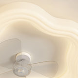 White Geometric Dimming LED Ceiling Fan with Light Image - 14