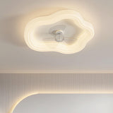 White Geometric Dimming LED Ceiling Fan with Light Image - 3