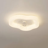 White Geometric Dimming LED Ceiling Fan with Light Image - 8