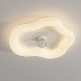 White Geometric Dimming LED Ceiling Fan with Light Image - 9