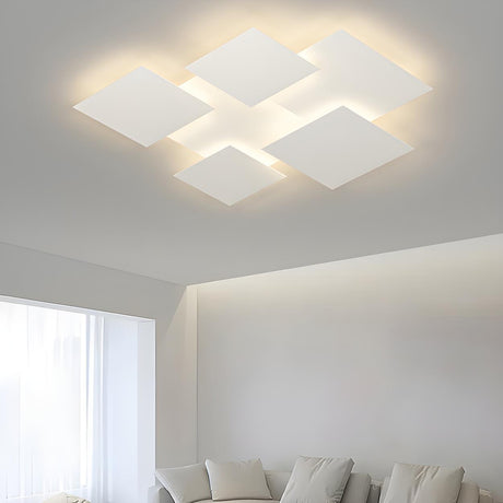 White Geometric Multi-Square Flush Mount Ceiling Light Image - 1