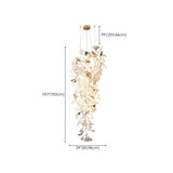 White Ginkgo Leaf Gold Metal High Ceiling Foyer Chandelier #size