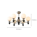 White Glass Ball Branch Silver Living Room Chandelier #size