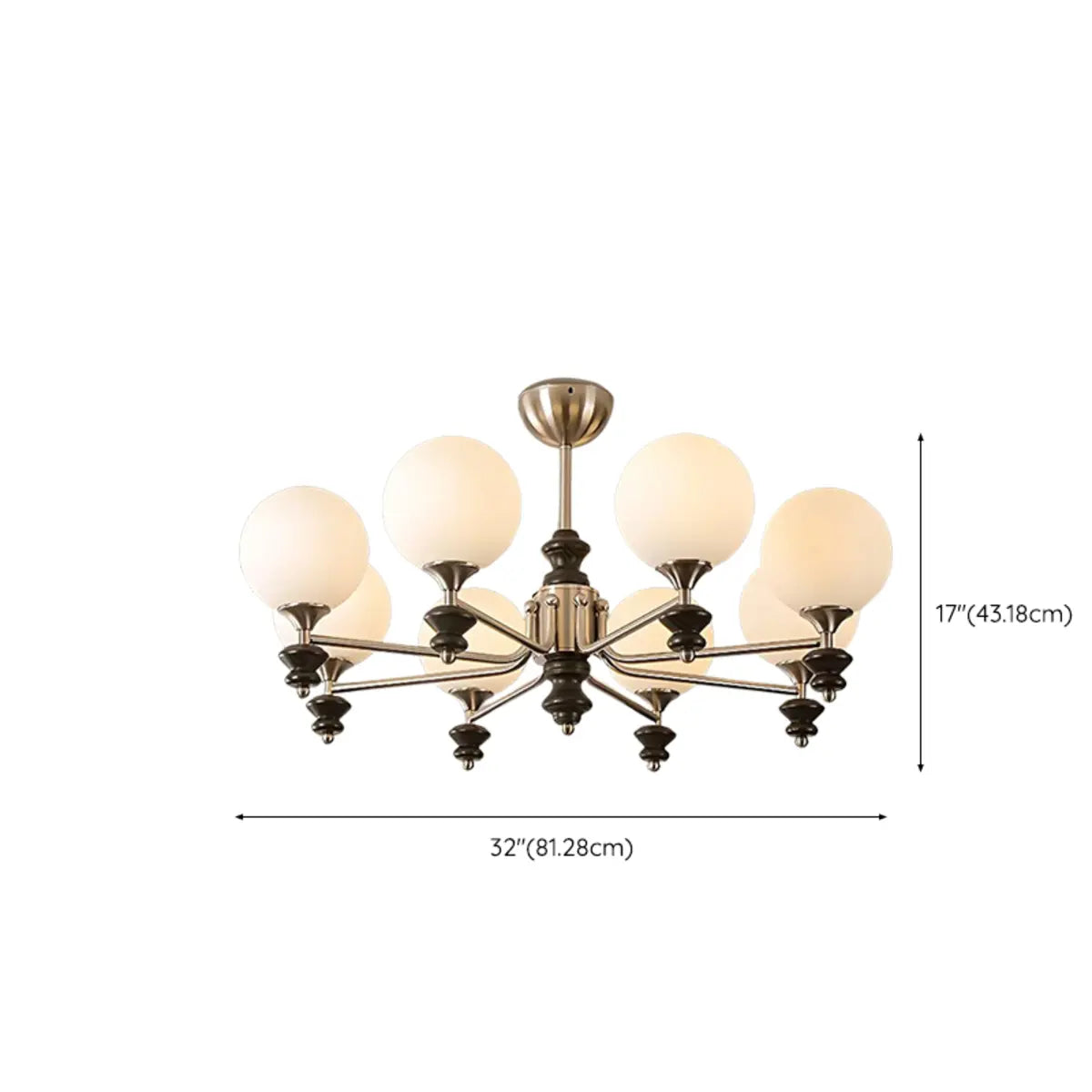 White Glass Ball Branch Silver Living Room Chandelier Image - 13