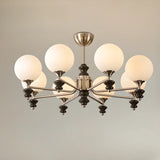 White Glass Ball Branch Silver Living Room Chandelier Image - 3