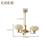 White Glass Drum LED Chandelier Adjustable Height #size