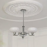 White Glass Drum LED Chandelier Adjustable Height Image - 4