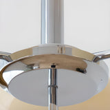 White Glass Drum LED Chandelier Adjustable Height Image - 9