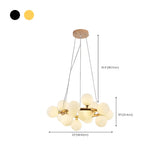 White Glass Gold Circle Living Room Bubble Chandelier #size