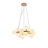 White Glass Gold Circle Living Room Bubble Chandelier Image - 2