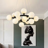 White Glass Gold Circle Living Room Bubble Chandelier Image - 9