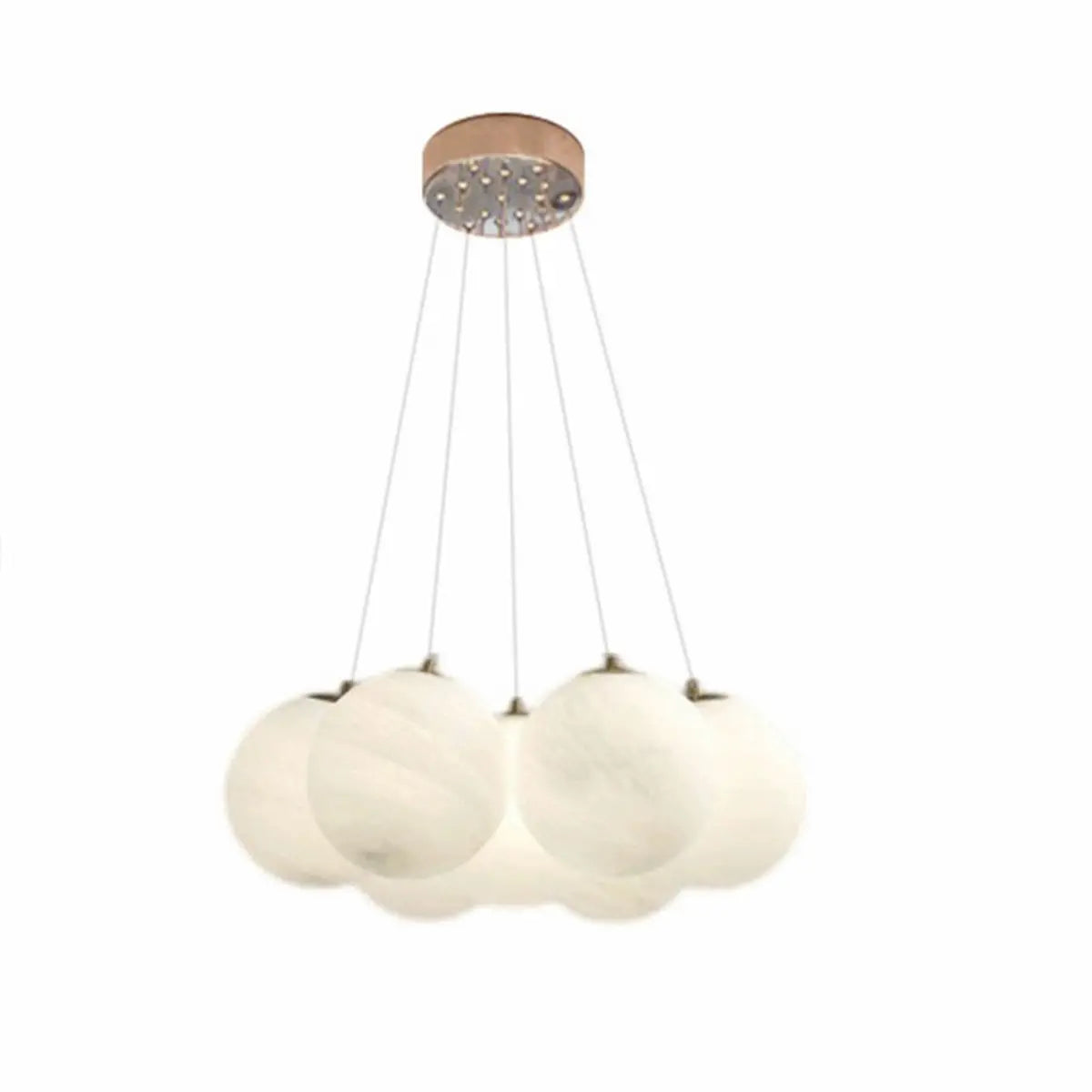 White Glass Living Room Cluster Coppery Bubble Chandelier Image - 10