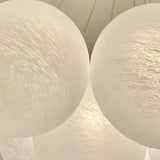 White Glass Living Room Cluster Coppery Bubble Chandelier Image - 13