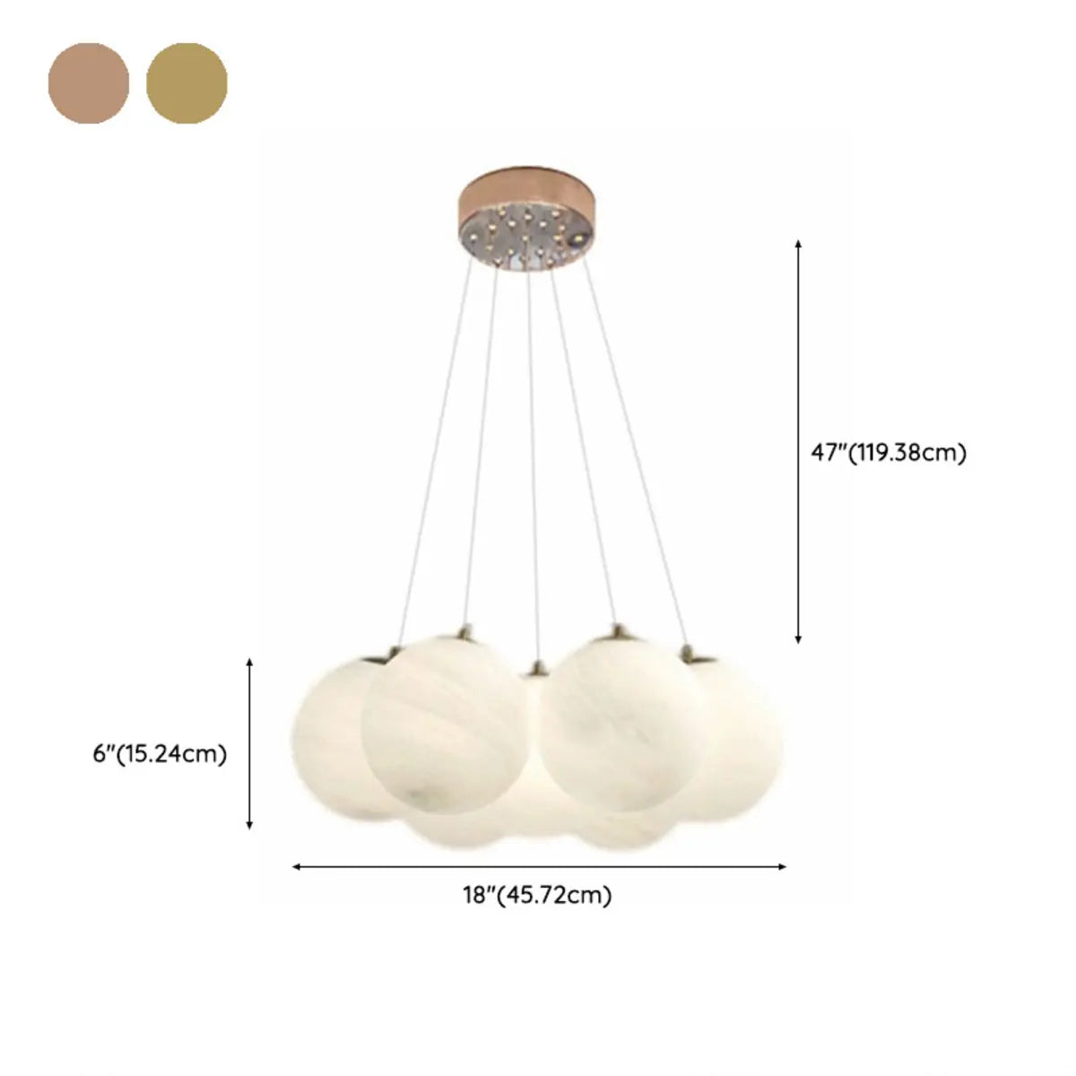 White Glass Living Room Cluster Coppery Bubble Chandelier 