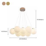 White Glass Living Room Cluster Coppery Bubble Chandelier Image - 15