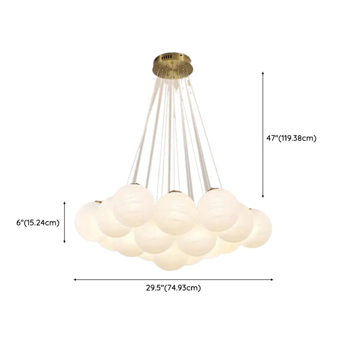 White Glass Living Room Cluster Coppery Bubble Chandelier Image - 16