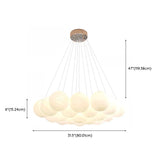 White Glass Living Room Cluster Coppery Bubble Chandelier Image - 17