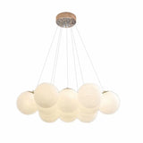 White Glass Living Room Cluster Coppery Bubble Chandelier Image - 5