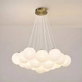 White Glass Living Room Cluster Coppery Bubble Chandelier Image - 8