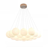 White Glass Living Room Cluster Coppery Bubble Chandelier Image - 9