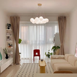 White Glass Living Room Multi-Light Bubble Chandelier Image - 1